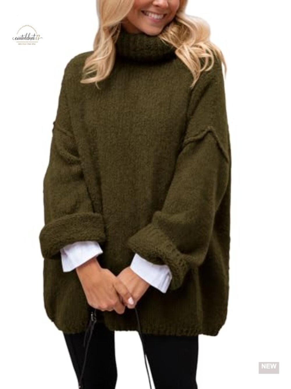 Chunky Knit Oversized Turtleneck Pullover Sweater